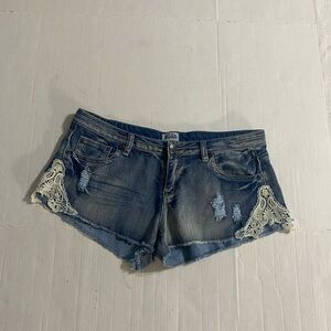 Mudd Blue Jean Shorts with Cream Lace